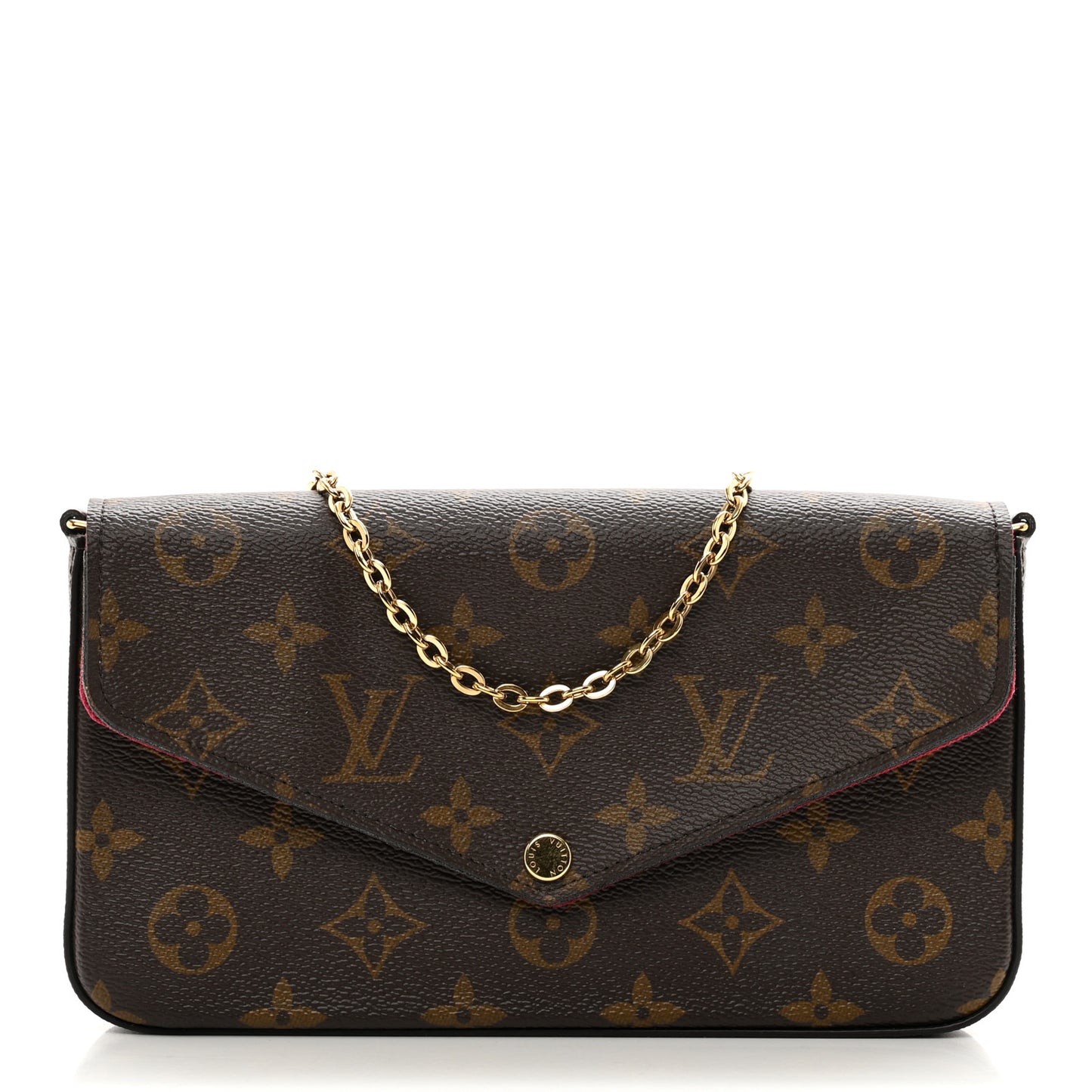 Monogram Pochette Felicie Chain Wallet Fuchsia