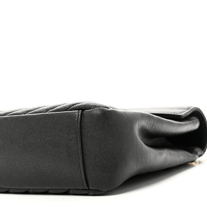 Saint Laurent Sheepskin Matelasse Chevron Monogram Large College Satchel Black 10 of 10
