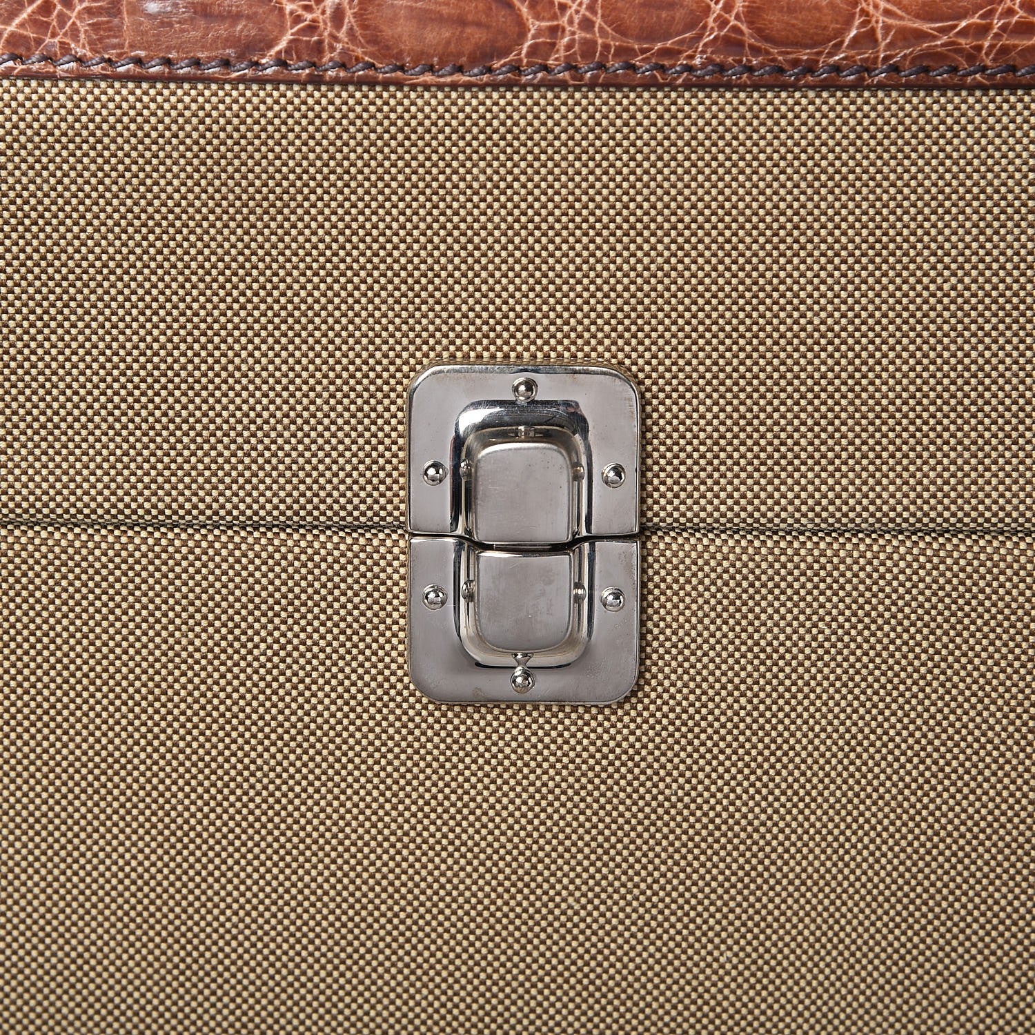 Prada Jacquard Logo Crocodile Trim Suitcase Corda Tabacco 18 of 20