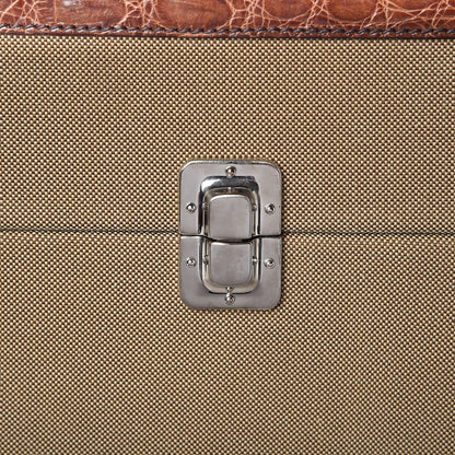 Prada Jacquard Logo Crocodile Trim Suitcase Corda Tabacco 18 of 20
