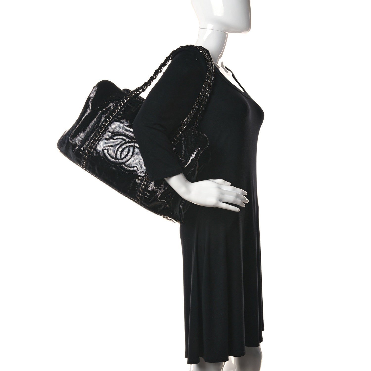 Chanel Patent Calfskin Large Luxe Ligne Tote Black 2 of 16