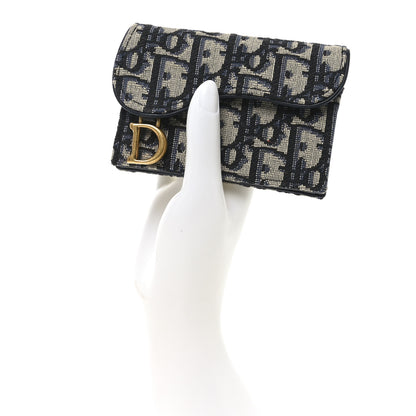 Christian Dior Oblique Saddle Card Holder Blue 2 of 6