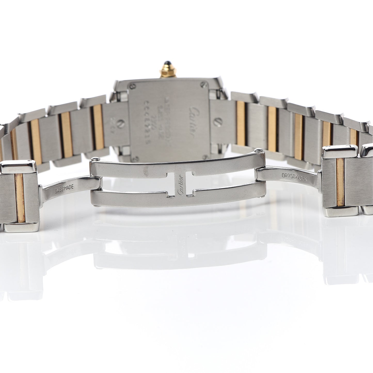 Stainless Steel 18K Yellow Gold 20mm Tank Francaise Quartz Watch