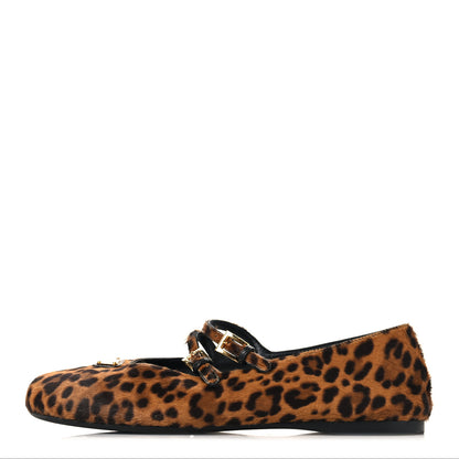Prada Calf Hair Leopard Print Ballerina Flats 36.5 Honey 1 of 9