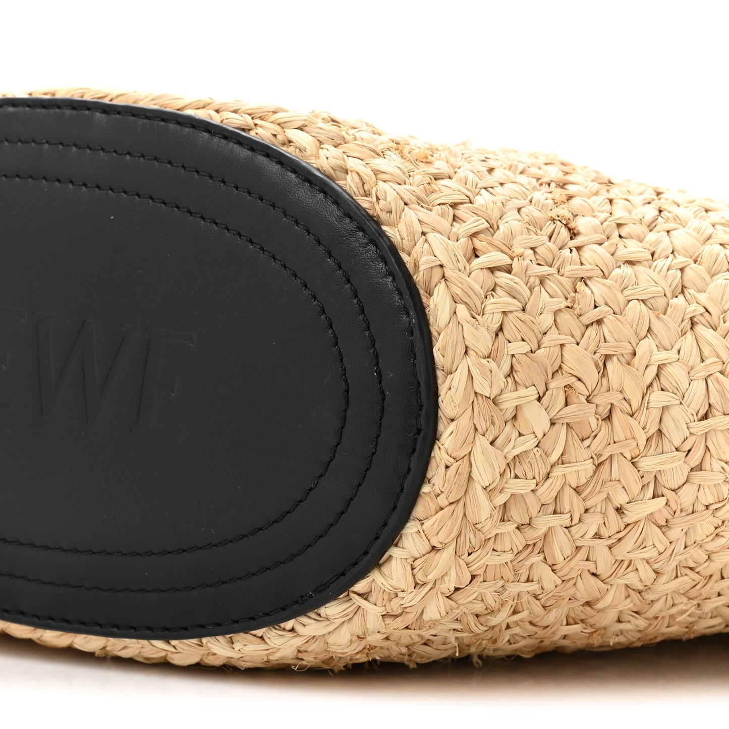 Raffia Nappa Calfskin Small Paseo Basket Bag Natural Black