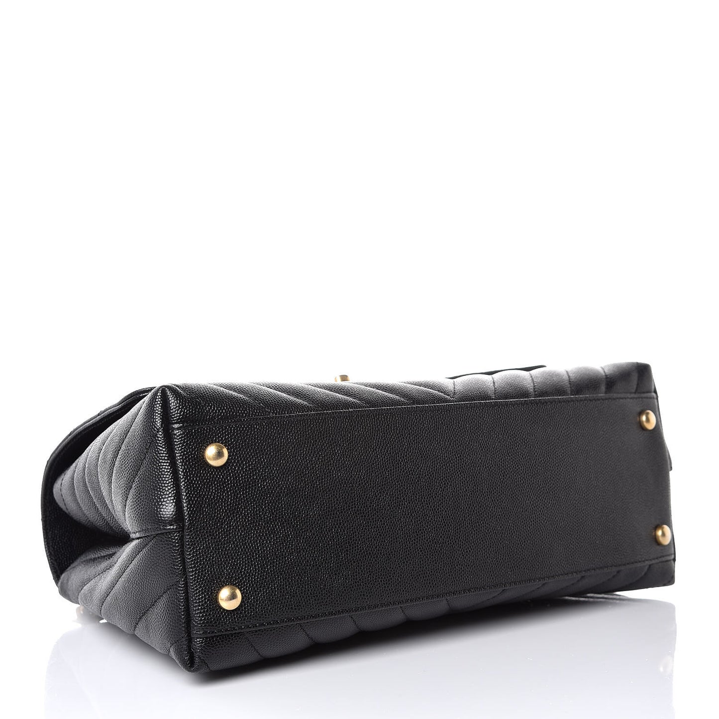 Caviar Chevron Quilted Small Coco Handle Flap Black