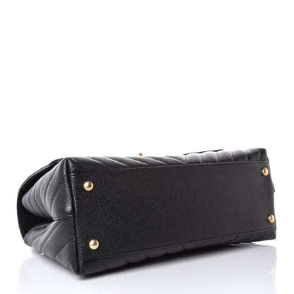 Chanel Caviar Chevron Quilted Small Coco Handle Flap Black 4 of 8