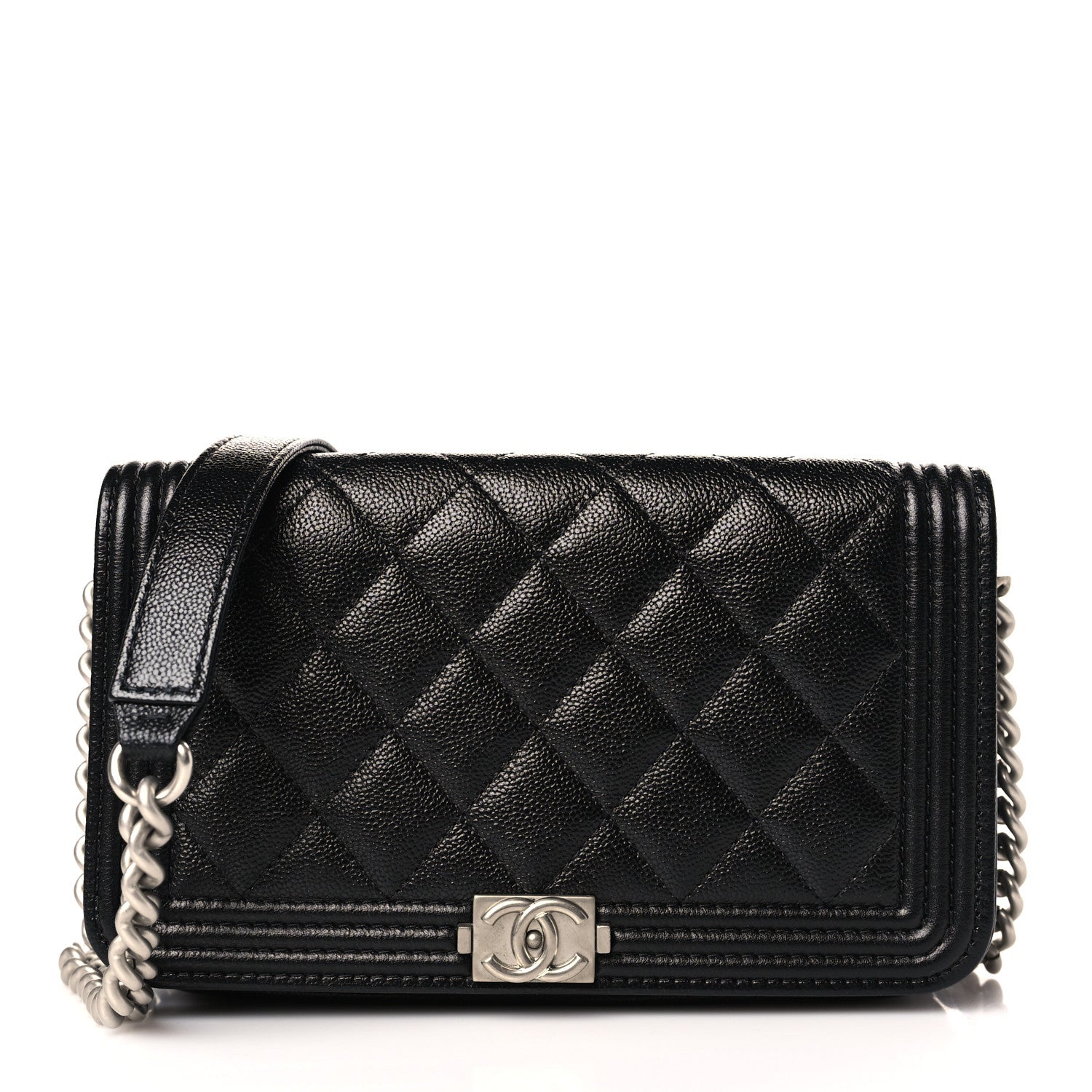 Chanel Caviar Quilted Boy Phone Holder Wallet On Chain Black 1 of 11