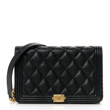 Chanel Caviar Quilted Boy Wallet On Chain WOC Black 1 of 12