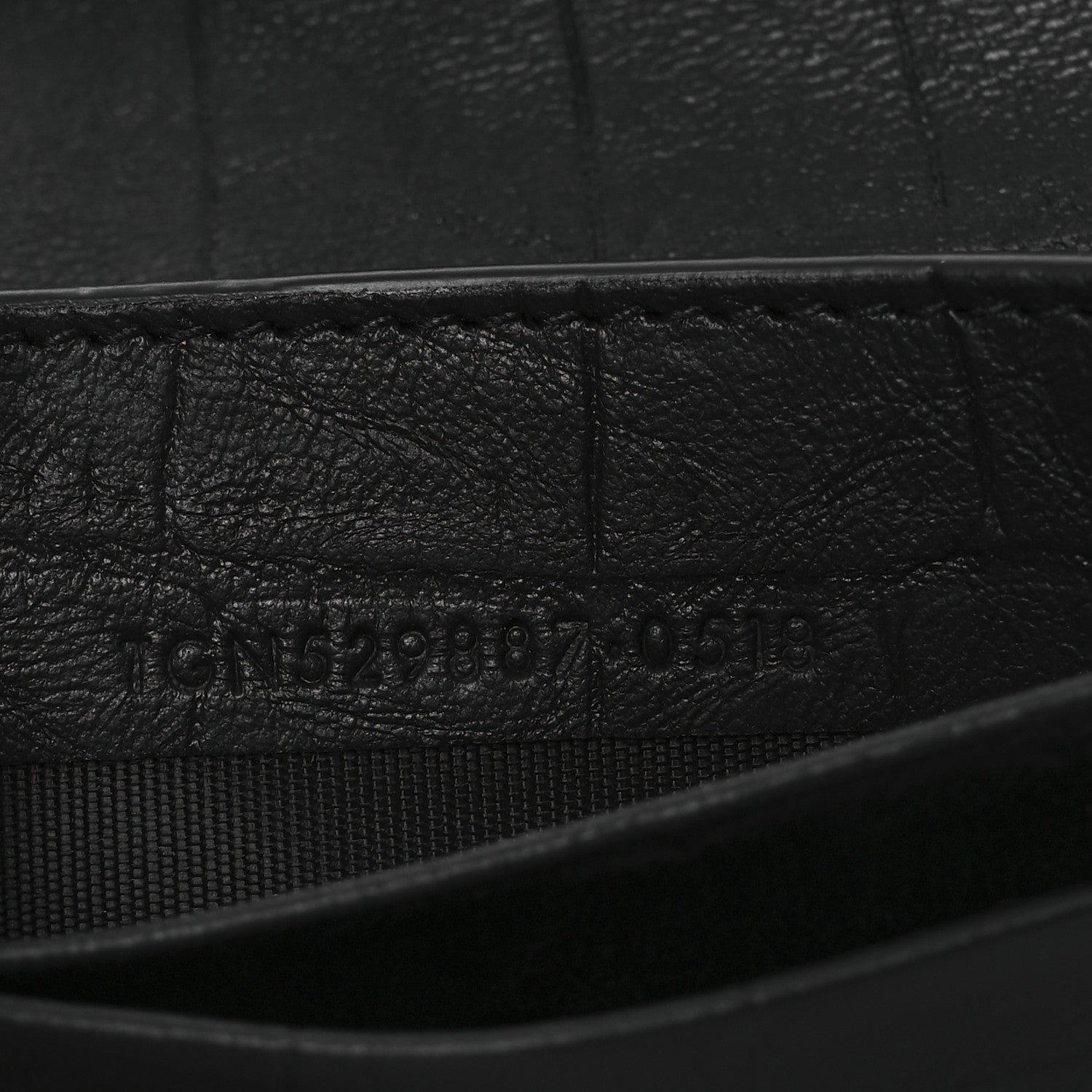 Saint Laurent Calfskin Crocodile Embossed Monogram Monochrome Business Card Holder Black 8 of 9
