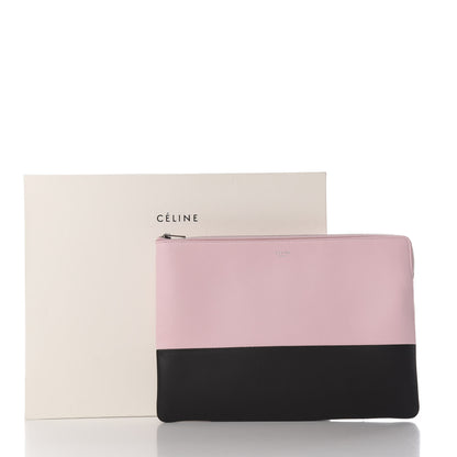 Celine Lambskin Bi-Color Solo Clutch Pouch Pale Pink Espresso 18 of 18