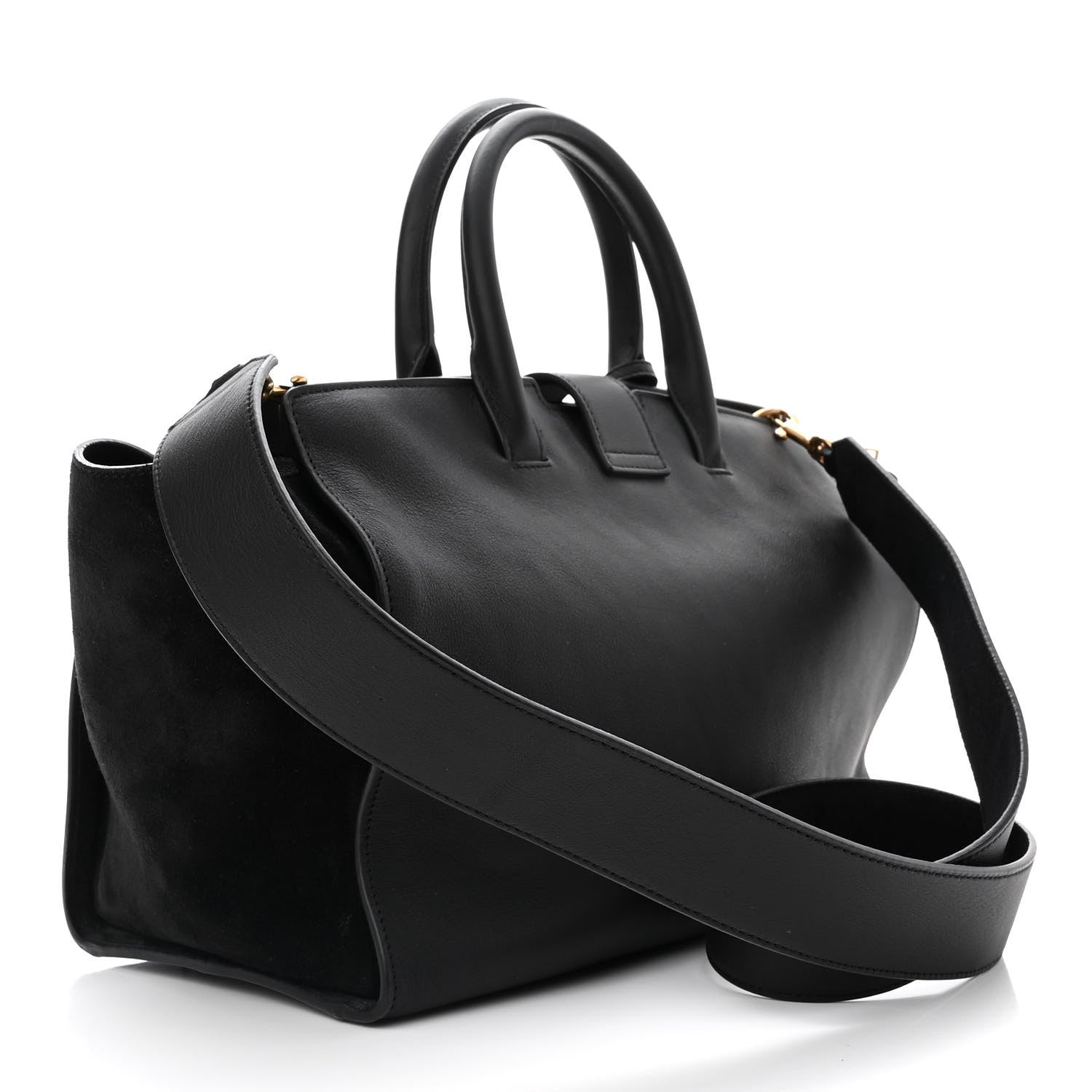 Saint Laurent Calfskin Suede Small Monogram Downtown Cabas Black 3 of 10