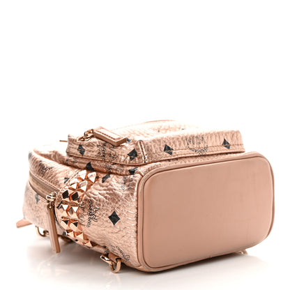 MCM Metallic Visetos Studded X-Mini Bebe Boo Backpack Champagne Gold 4 of 17