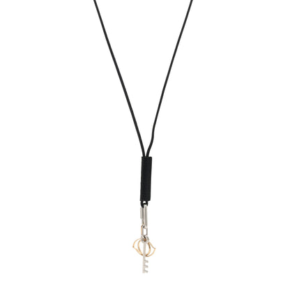 Hermes Lizard Palladium Permabrass Curiosite Pendant Necklace Black 1 of 3