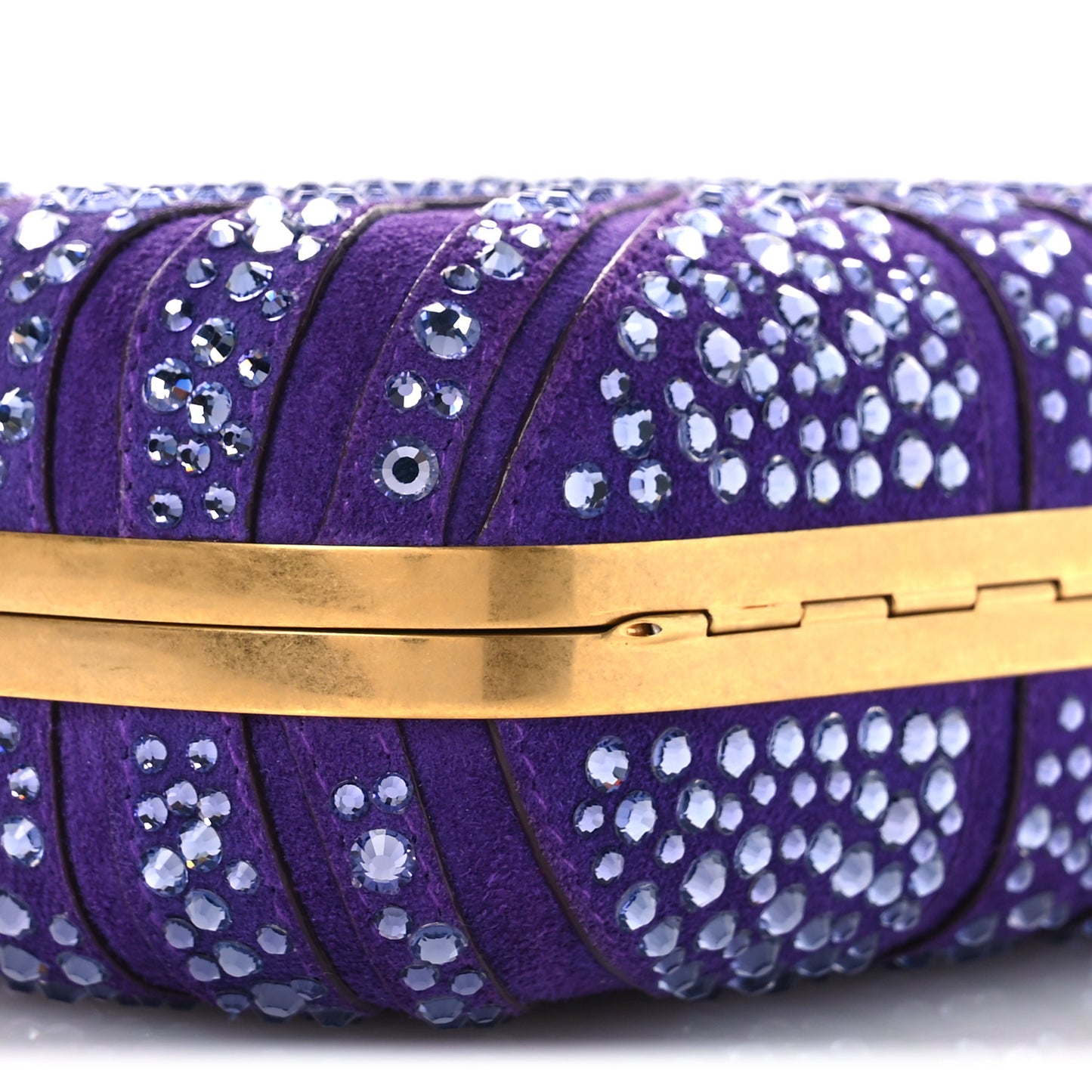 Suede Crystal Britannia Skull Box Clutch Purple