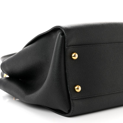 Burberry Soft Grain Calfskin Medium Buckle Tote Black 10 of 14