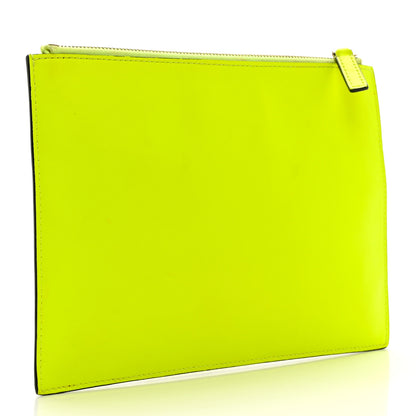 Valentino Garavani Calfskin Large VLogo Flat Zip Pouch Lime White 2 of 6