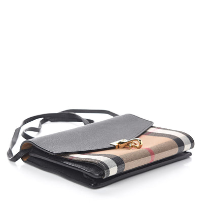 Burberry Derby Calfskin House Check Small Macken Crossbody Bag Black 4 of 9
