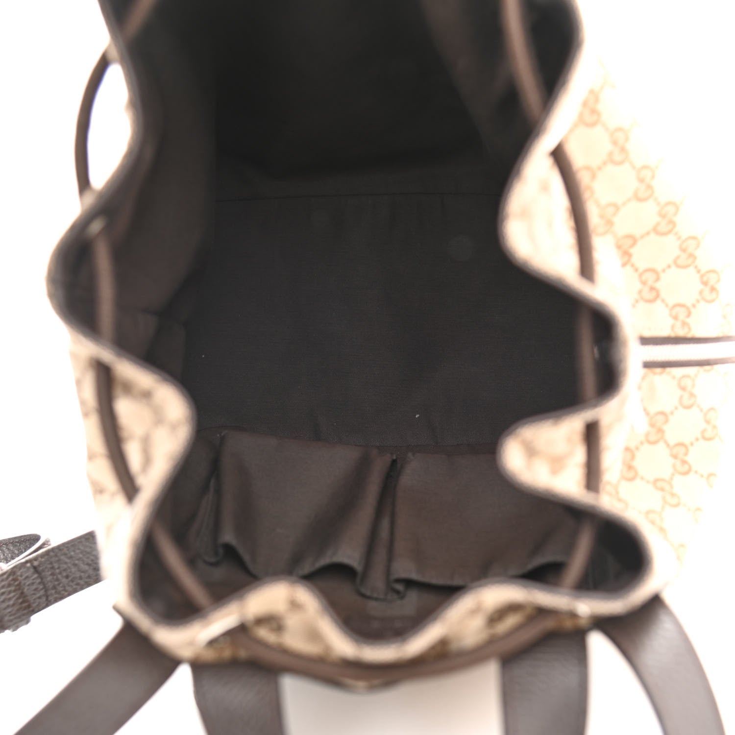 Gucci Monogram Dollar Calfskin O Drawstring Backpack Beige Ebony Testa di Moro Dark Chocolate 5 of 10