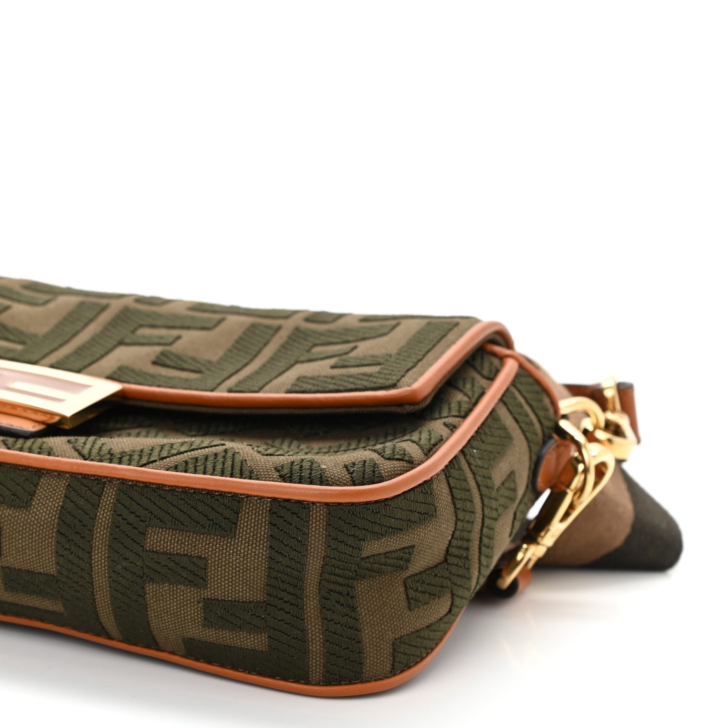 Canvas Vitello King FF Embroidered Baguette Amazzonia Cuoio