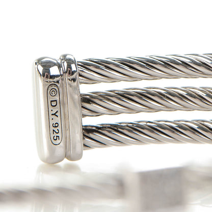 David Yurman Sterling Silver Diamond Three Row Confetti Cuff Bracelet 4 of 5