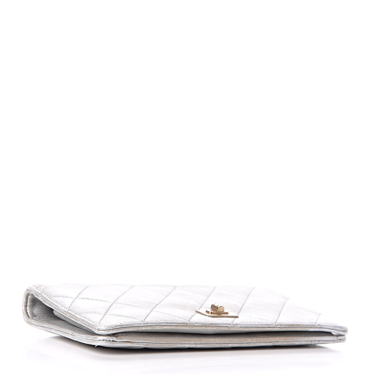 Metallic Lambskin Quilted Reissue Yen Wallet Silver