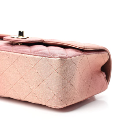 Chanel Metallic Lambskin Quilted Ombre Mini Rectangular Flap Pink 7 of 10