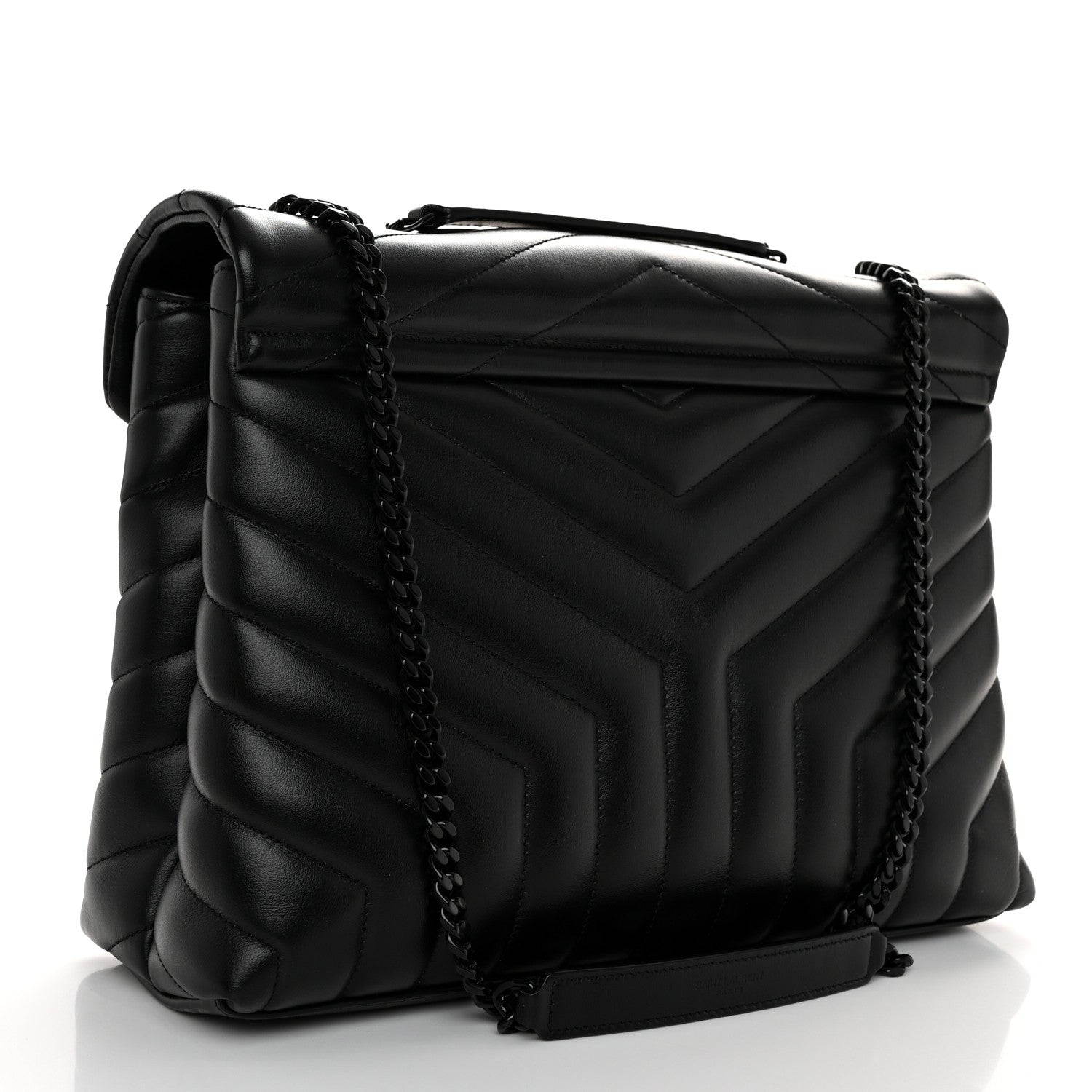Saint Laurent Calfskin Y Quilted Monogram Monochrome Medium Loulou Chain Satchel Black 3 of 11