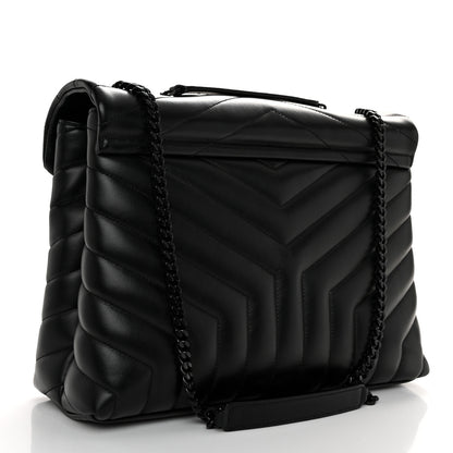 Saint Laurent Calfskin Y Quilted Monogram Monochrome Medium Loulou Chain Satchel Black 3 of 11