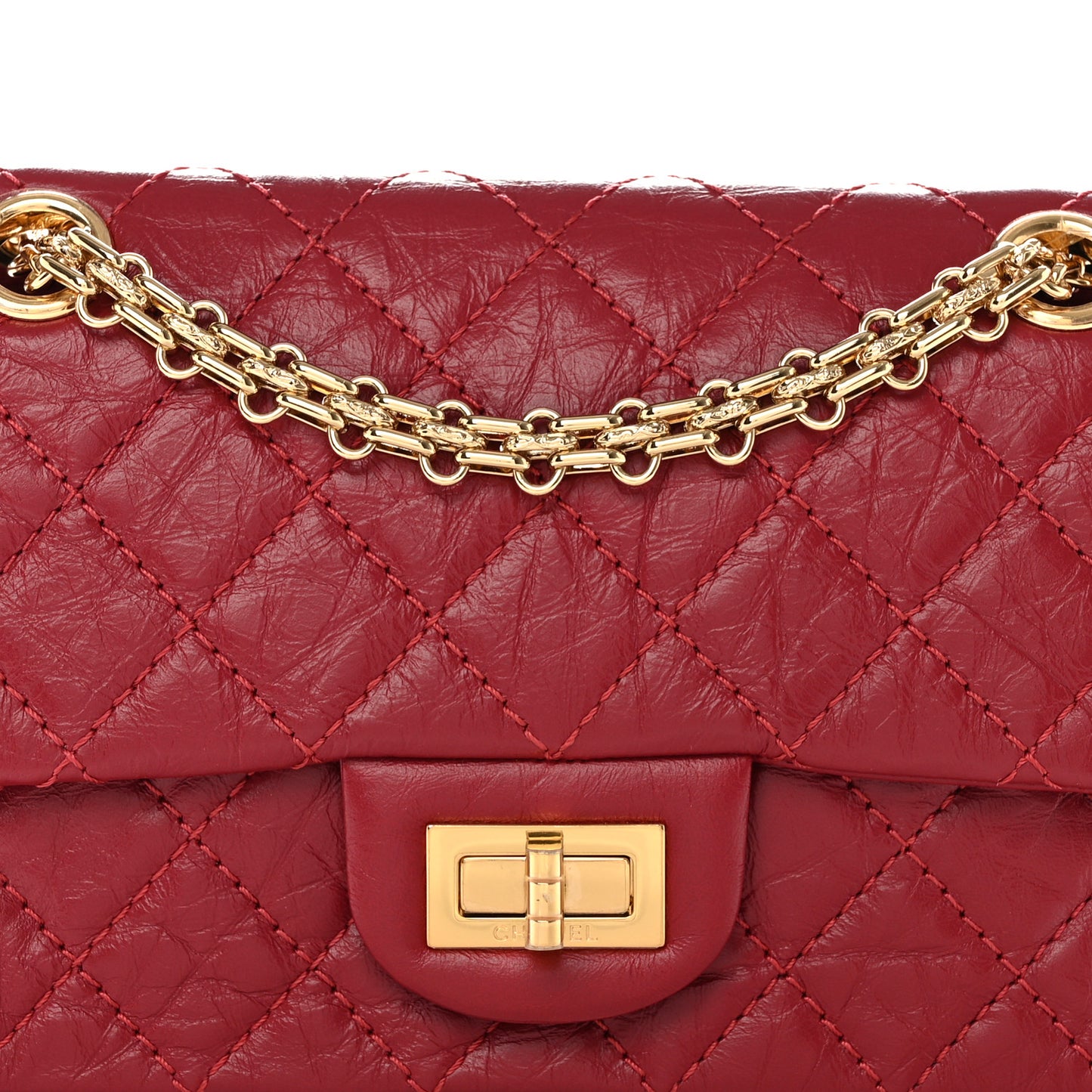 Aged Calfskin Quilted 2.55 Reissue Mini Flap Red