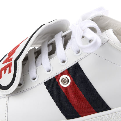 Gucci Calfskin Ayers Blind For Love Embroidered Womens Ace Sneakers 37.5 White 12 of 13