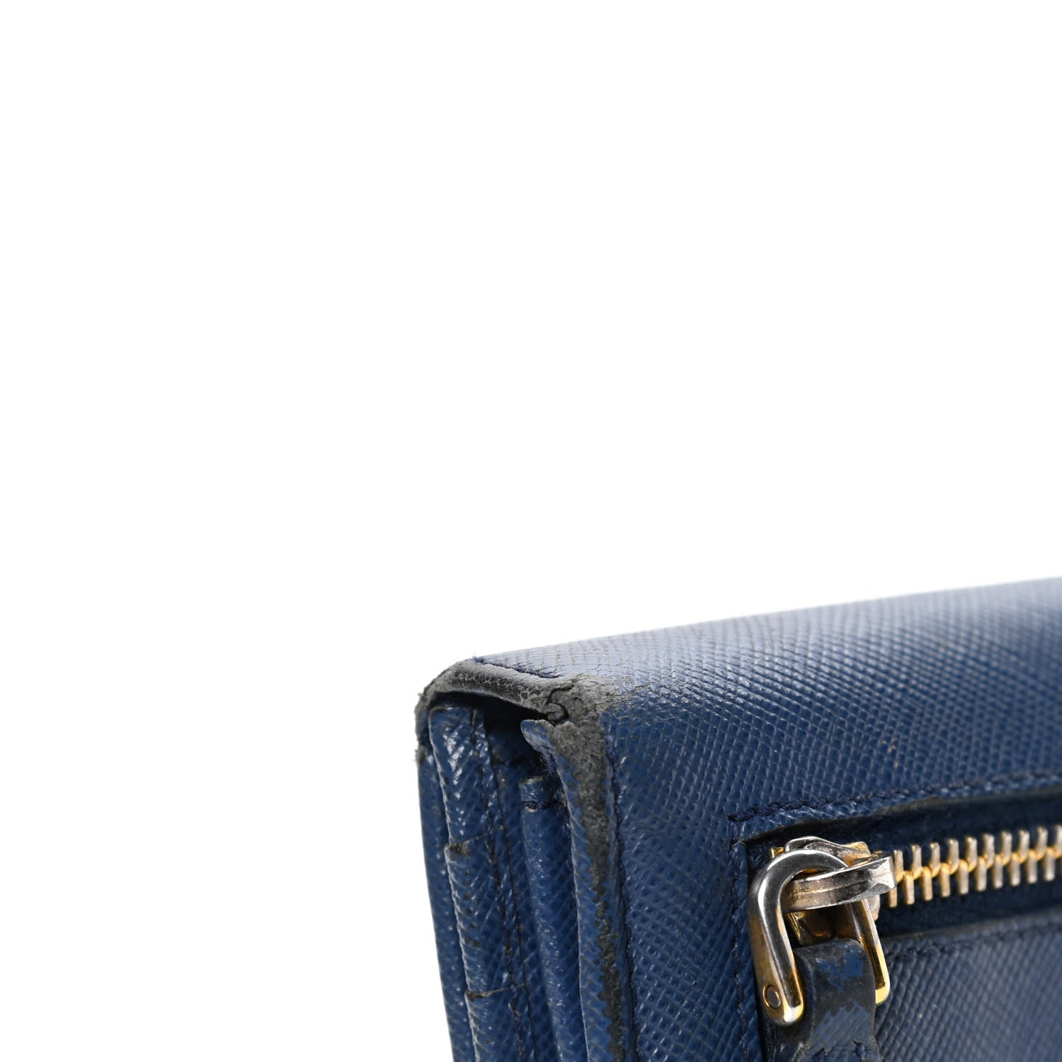 Prada Saffiano Metal Continental Flap Wallet Bleuette 6 of 6