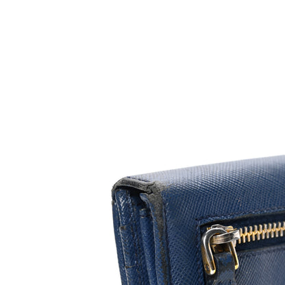 Prada Saffiano Metal Continental Flap Wallet Bleuette 6 of 6