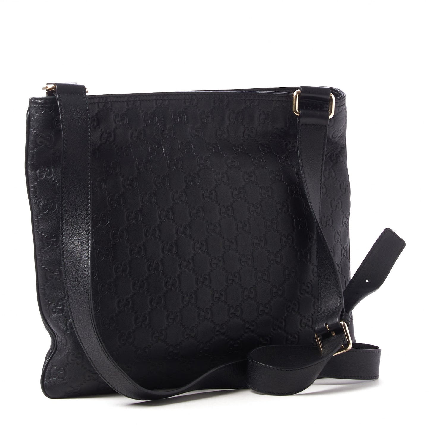 Guccissima Medium Flat Messenger Bag Black