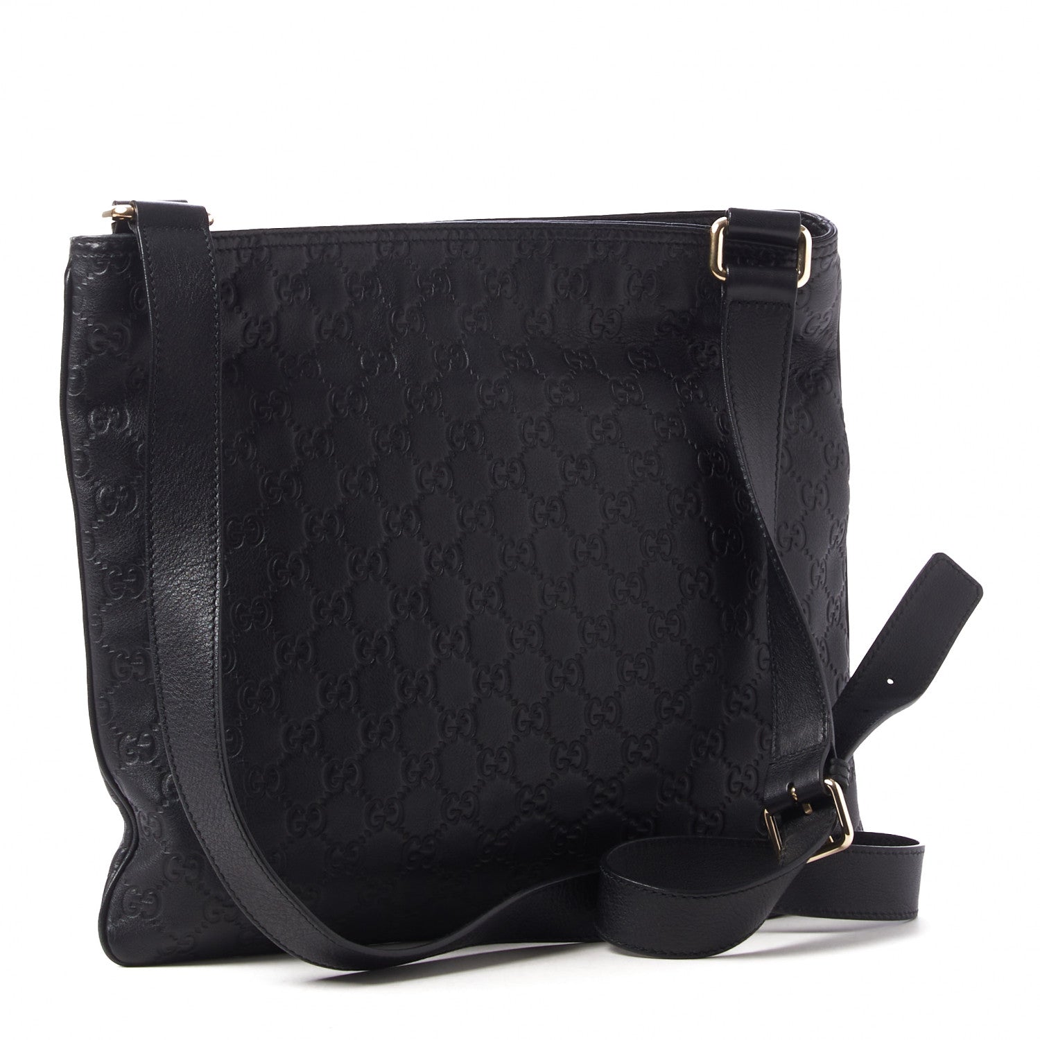Gucci Guccissima Medium Flat Messenger Bag Black 3 of 10