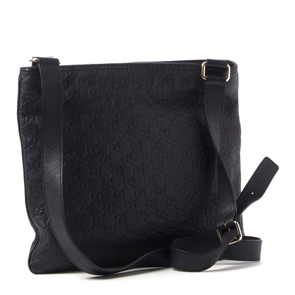 Gucci Guccissima Medium Flat Messenger Bag Black 3 of 10