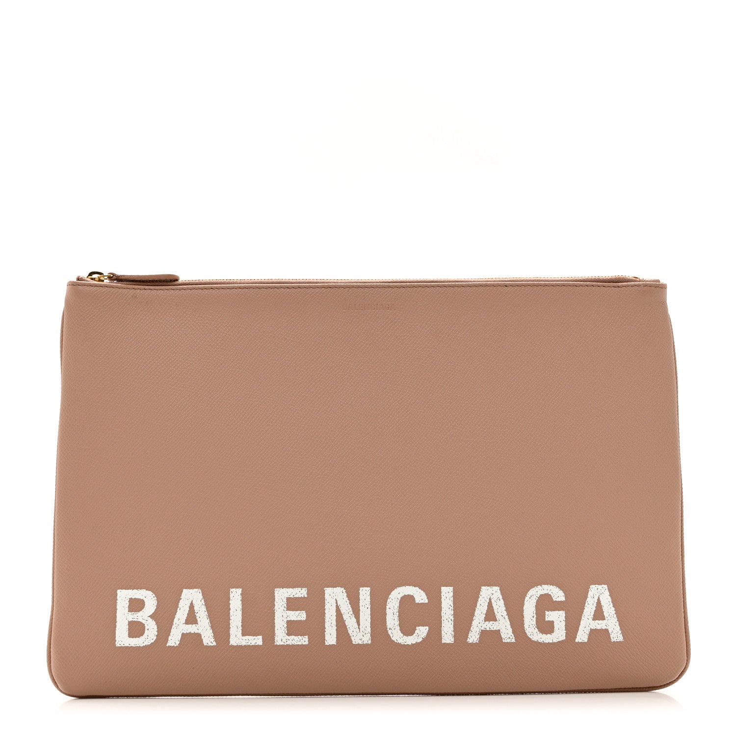 Balenciaga Calfskin Logo Large Ville Zip Pouch Beige 1 of 6