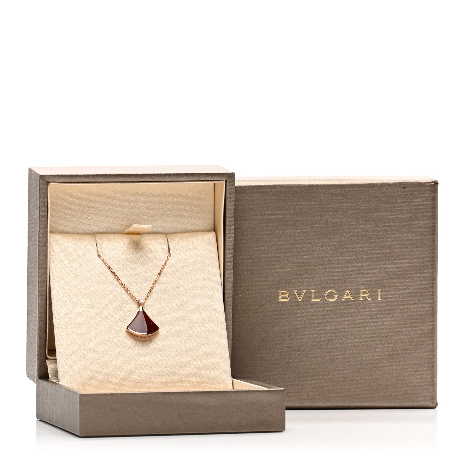 Bulgari 18K Rose Gold Diamond Carnelian Divas' Dream Pendant Necklace 5 of 5