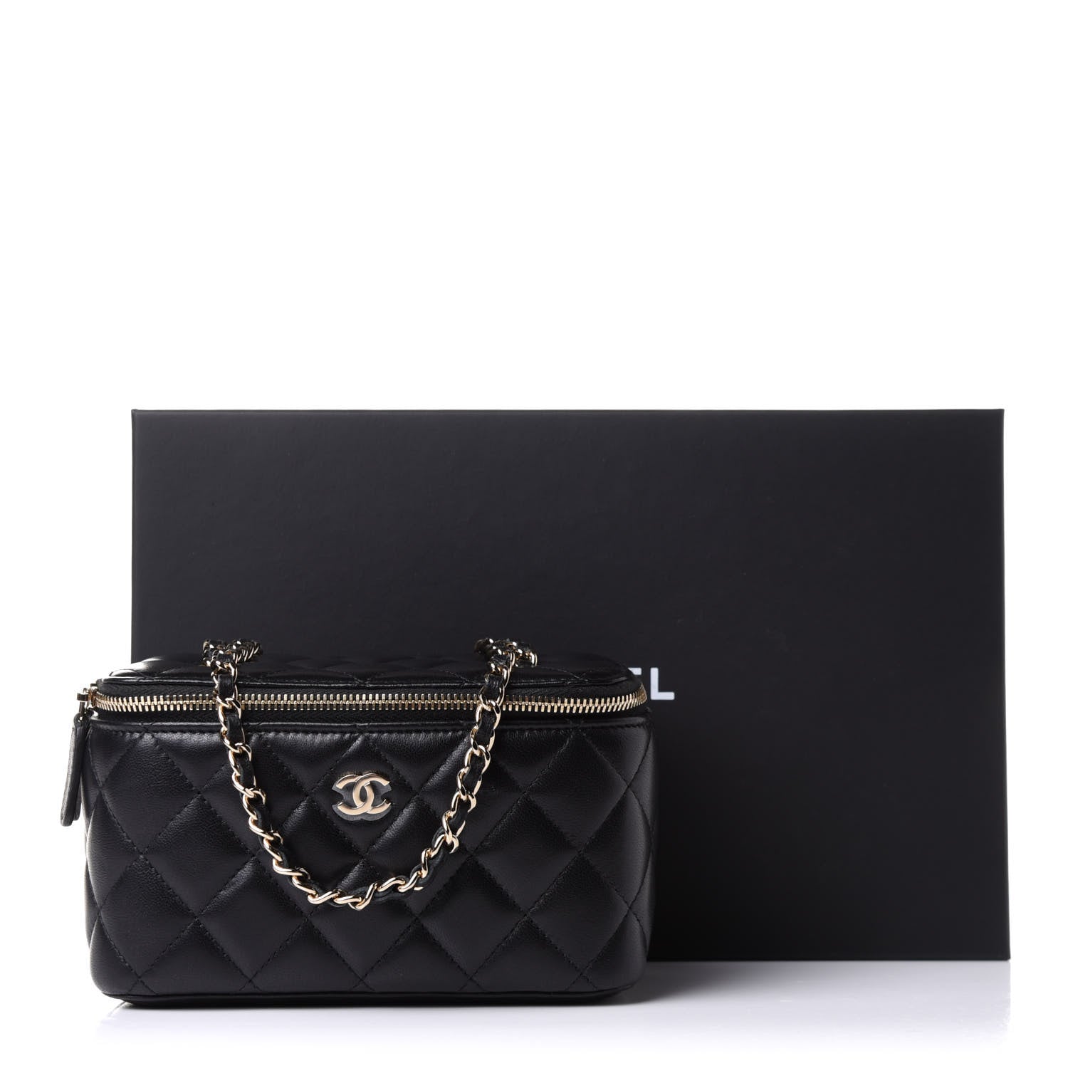 Chanel Lambskin Quilted Small Vanity Case With Chain Black 13 of 13