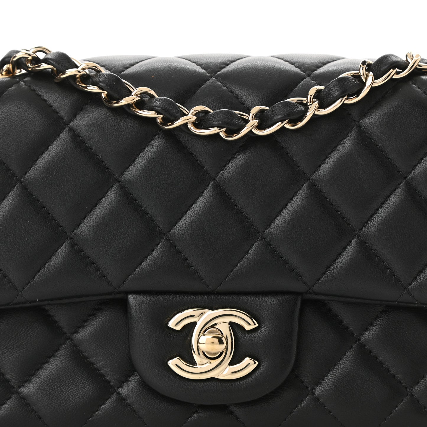Lambskin Quilted Mini Rectangular Flap Black