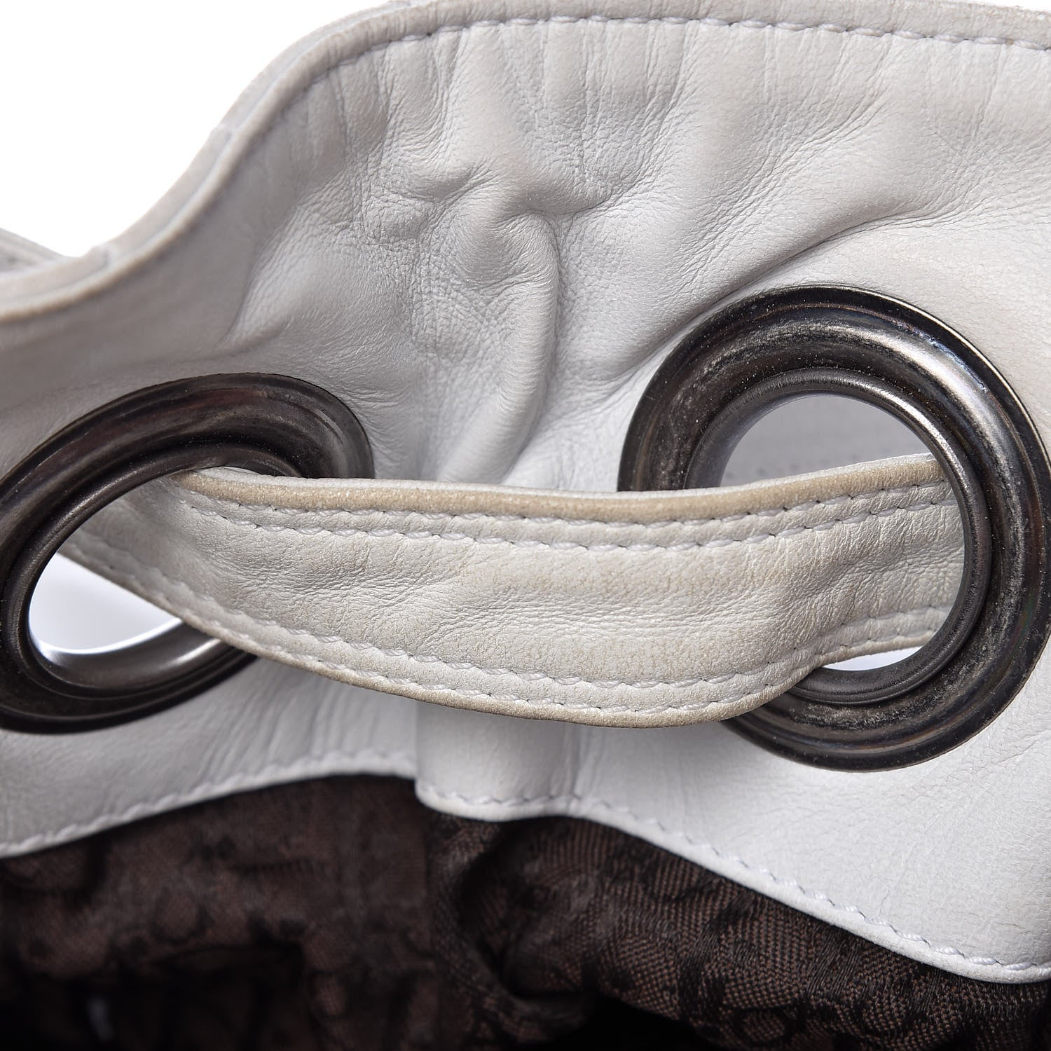 Christian Dior Lambskin Cannage Drawstring Bag White 10 of 24