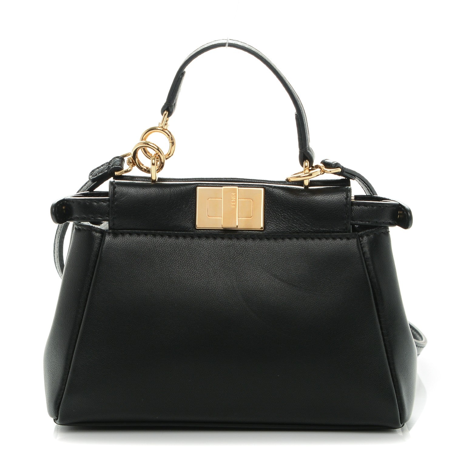 Fendi Nappa Micro Peekaboo Iconic Satchel Black 1 of 6