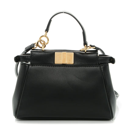 Fendi Nappa Micro Peekaboo Iconic Satchel Black 1 of 6