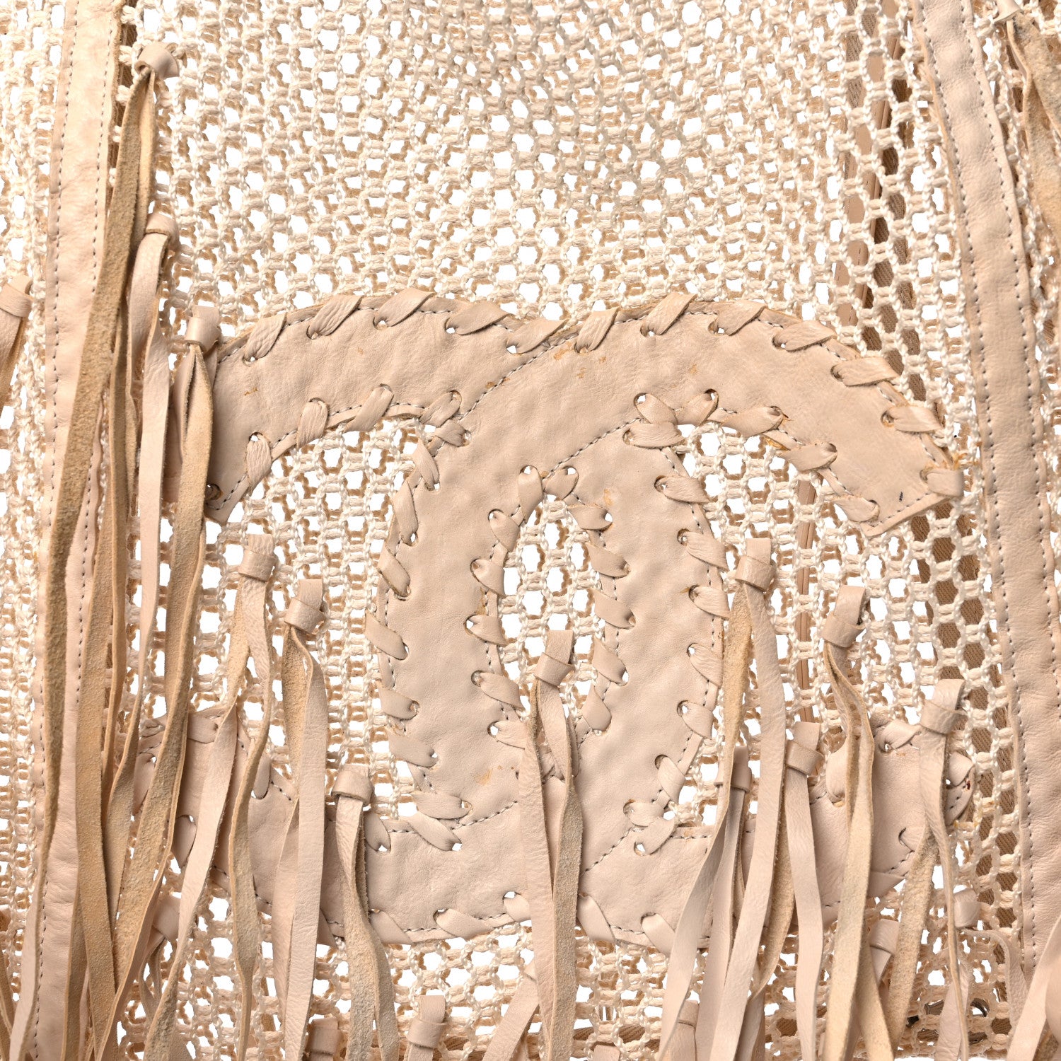 Chanel Calfskin Fringe Large La Madrague Tote Dark White 8 of 15