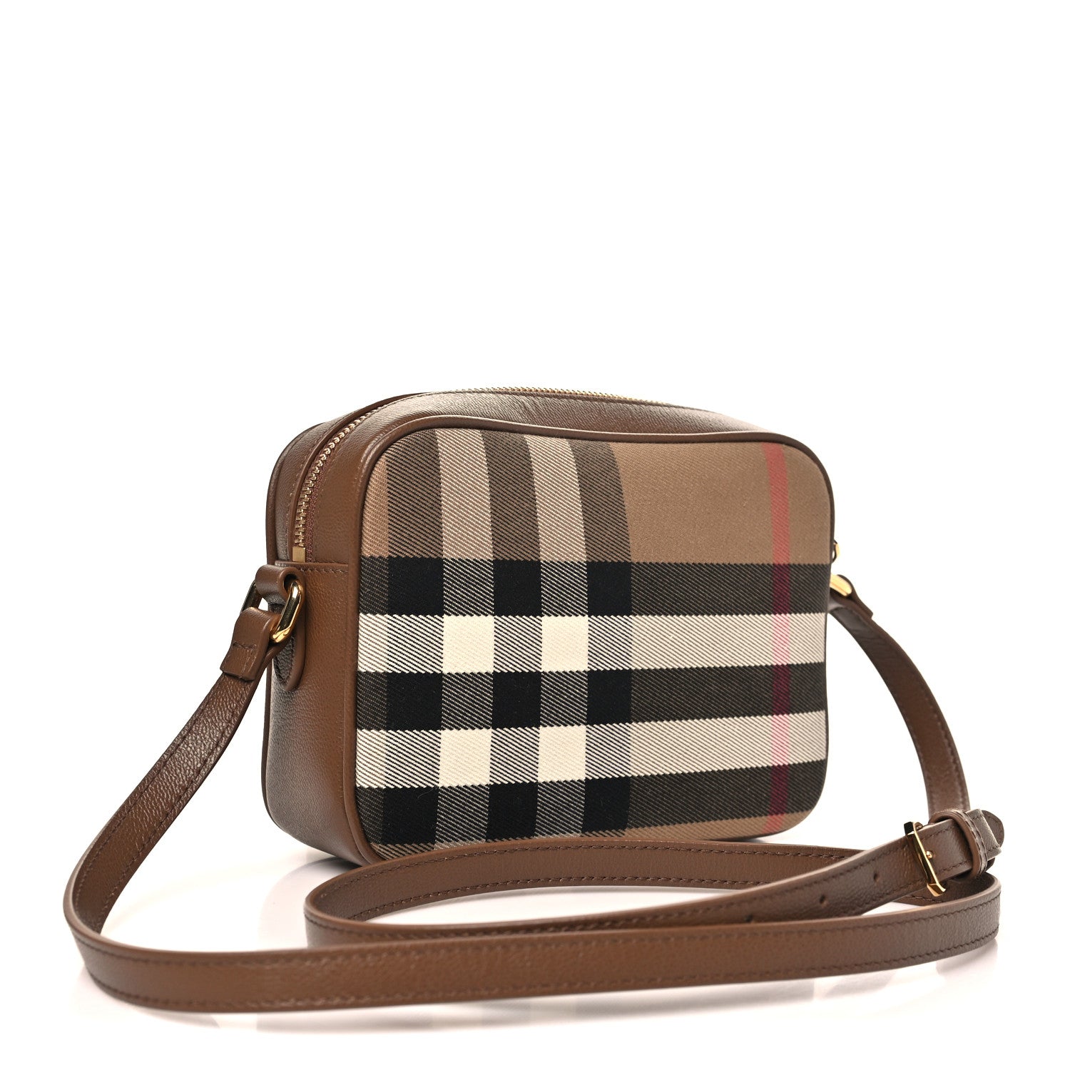 Burberry Calfskin House Check Camera Bag Earth 3 of 9