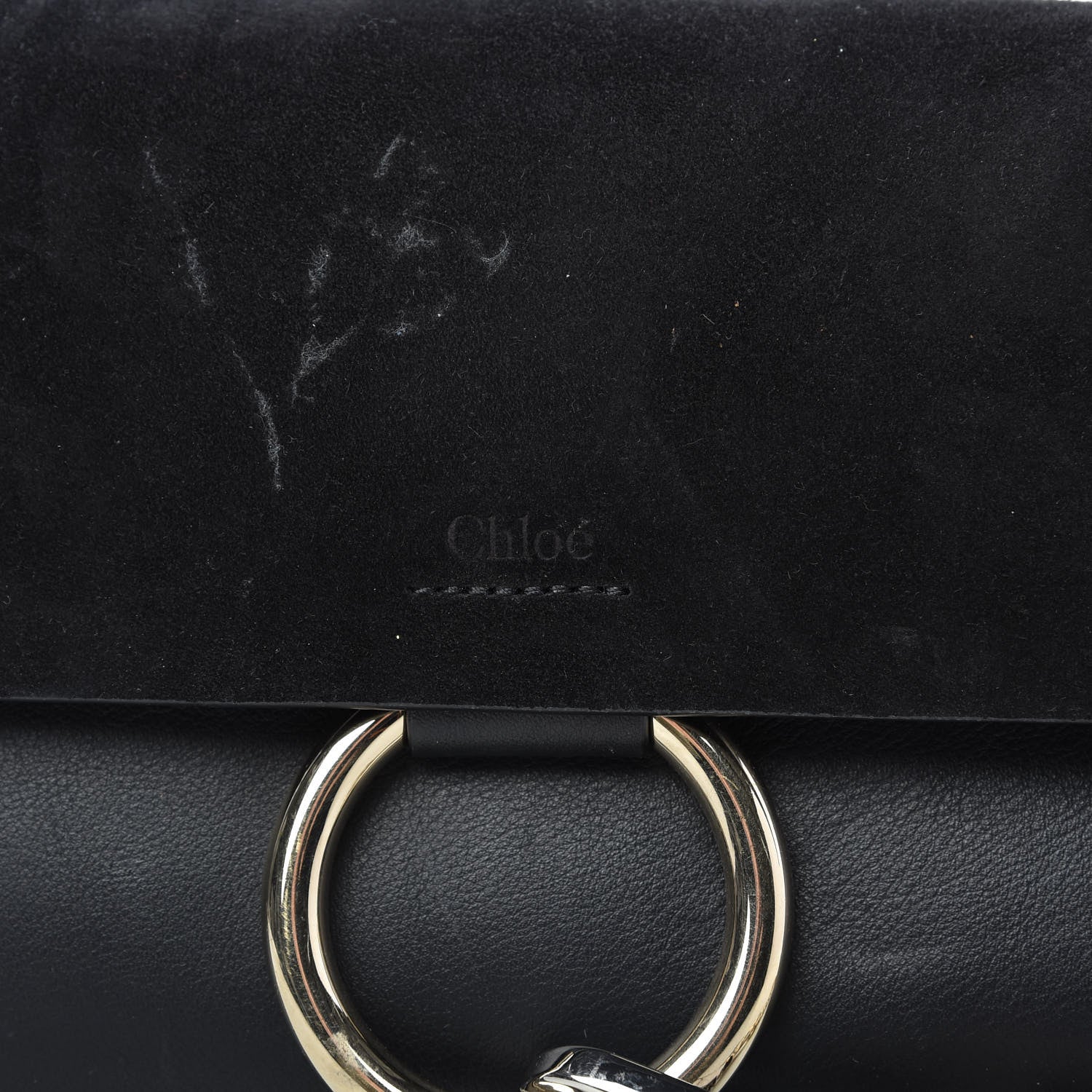 Chloe Suede Calfskin Small Faye Shoulder Bag Black 10 of 10