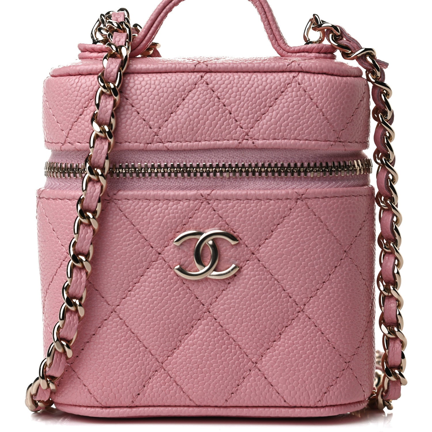 Chanel Caviar Quilted Small Handle With Care Vanity Case With Chain Pink 8 of 13