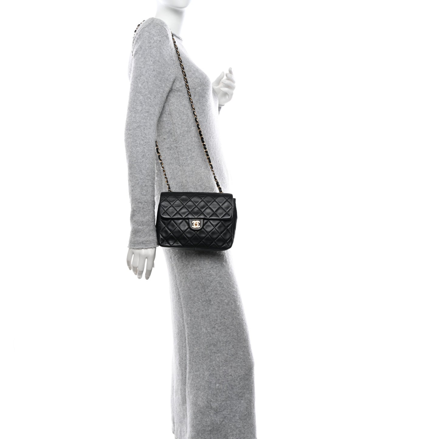 Lambskin Quilted Small Single Flap Bag Black