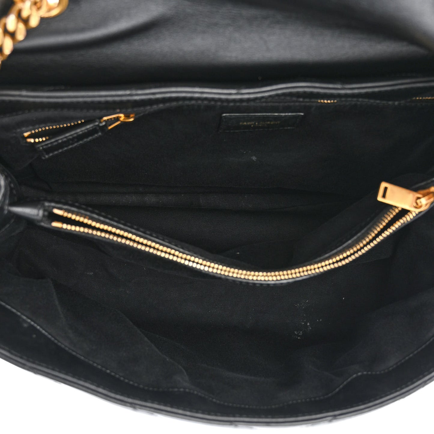 Calfskin Y Quilted Monogram Large Loulou Chain Satchel Black