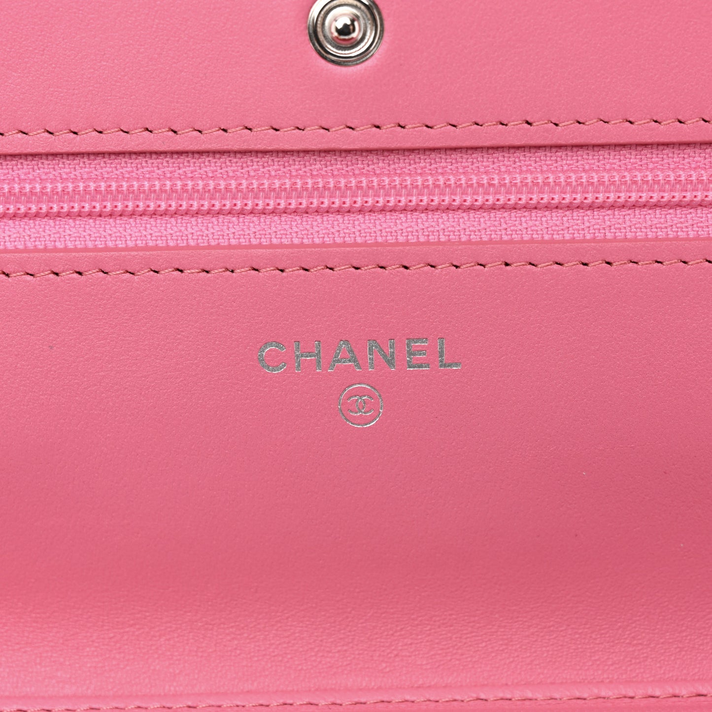 Lambskin Quilted Wallet On Chain WOC Pink
